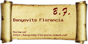 Benyovits Florencia névjegykártya